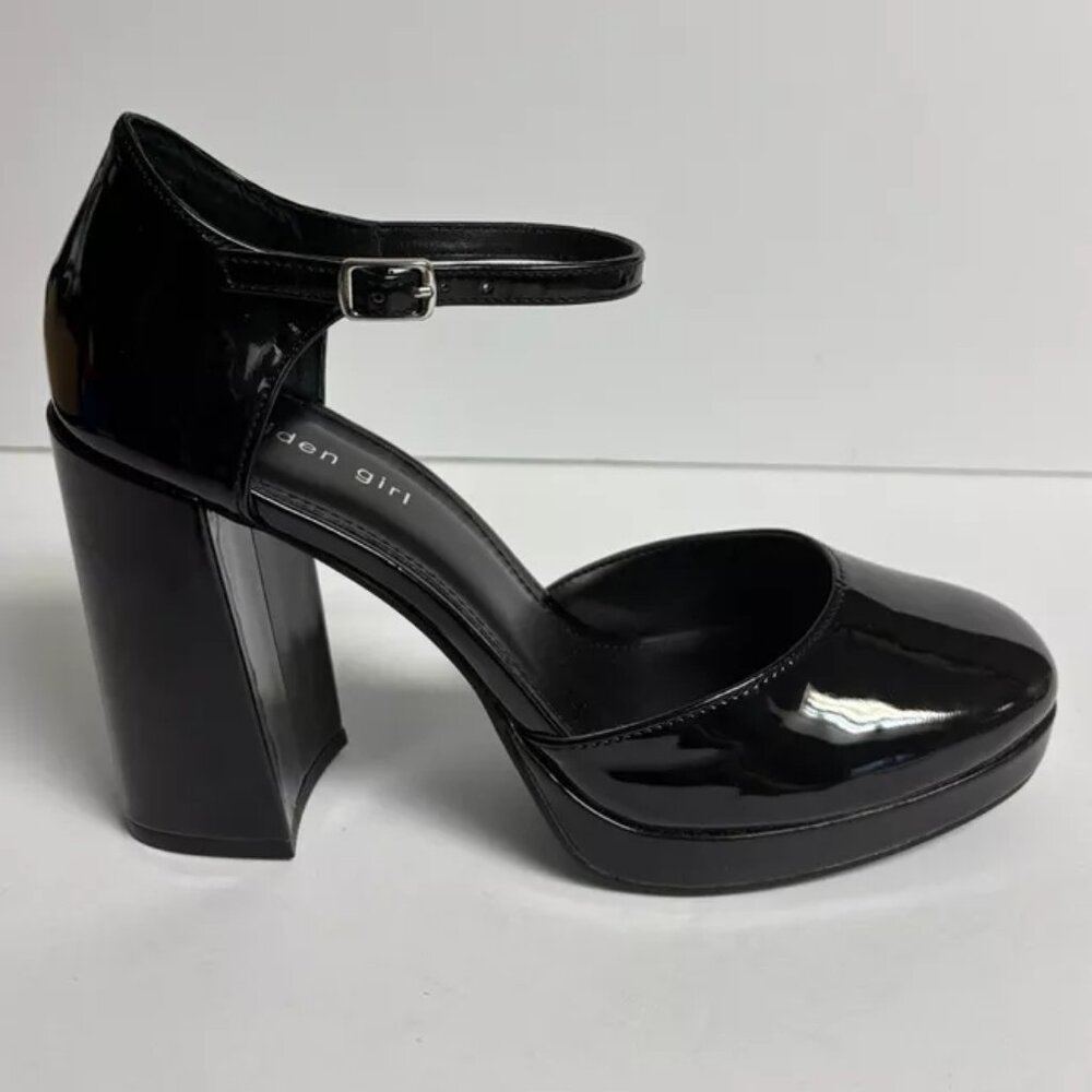 Madden Girl Glossy Black Platform Heels